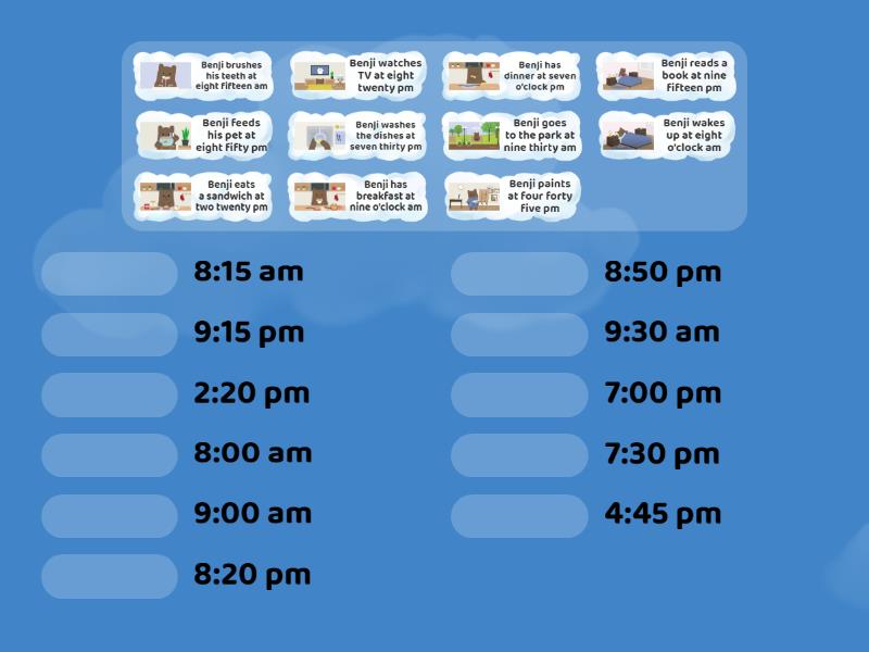 Daily routines and time - Match up