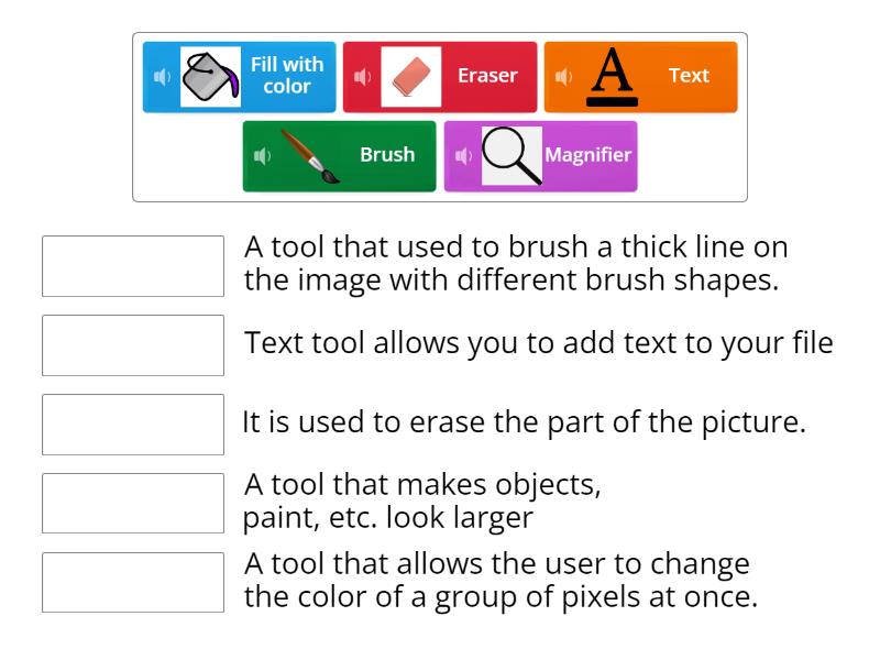 write the names of all the tools of ms paint