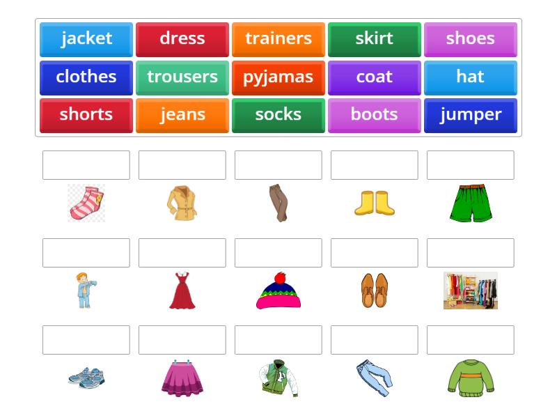 Комарова 3 класс Unit 6 Clothes - Match up