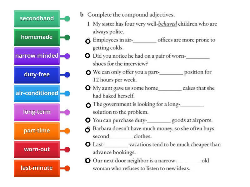 Compound Adjectives B - Labelled Diagram