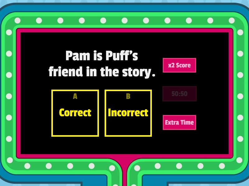 Puff the Puppy Quiz Game characters and descriptions Gameshow quiz