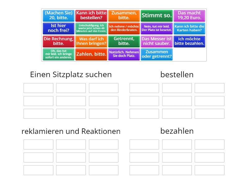 Im Restaurant (Lektion 3 E2) - Group sort