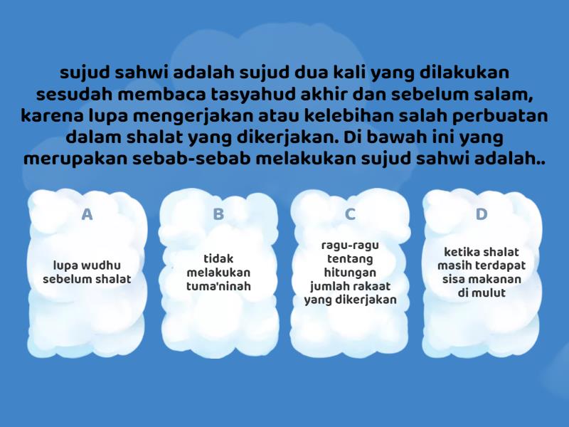 SUJUD SAHWI, SUJUD SYUKUR, DAN SUJUD TILAWAH - Quiz