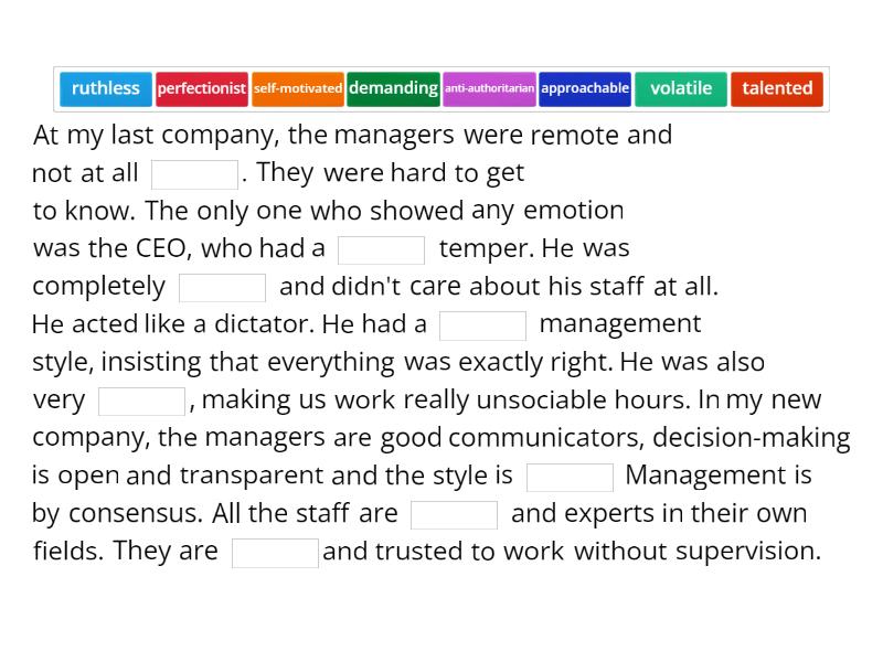 Management styles - Complete the sentence