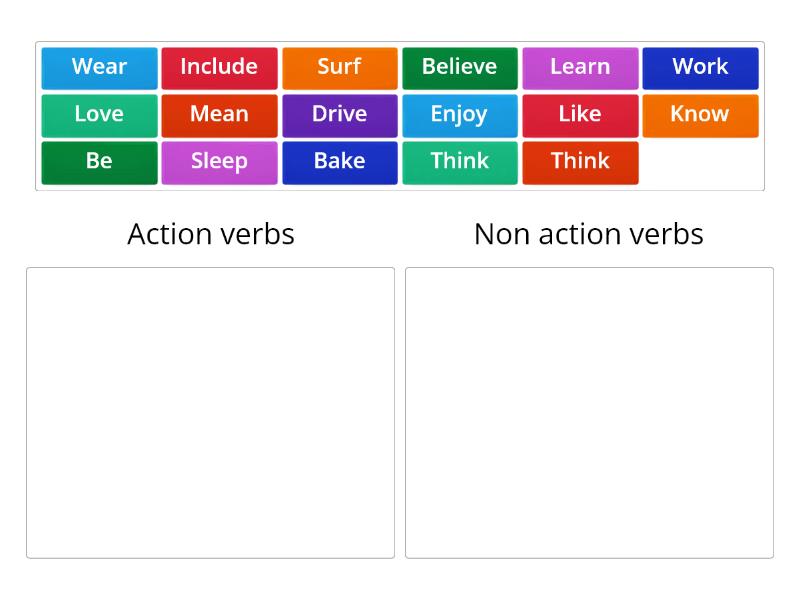 non action verbs wordwall