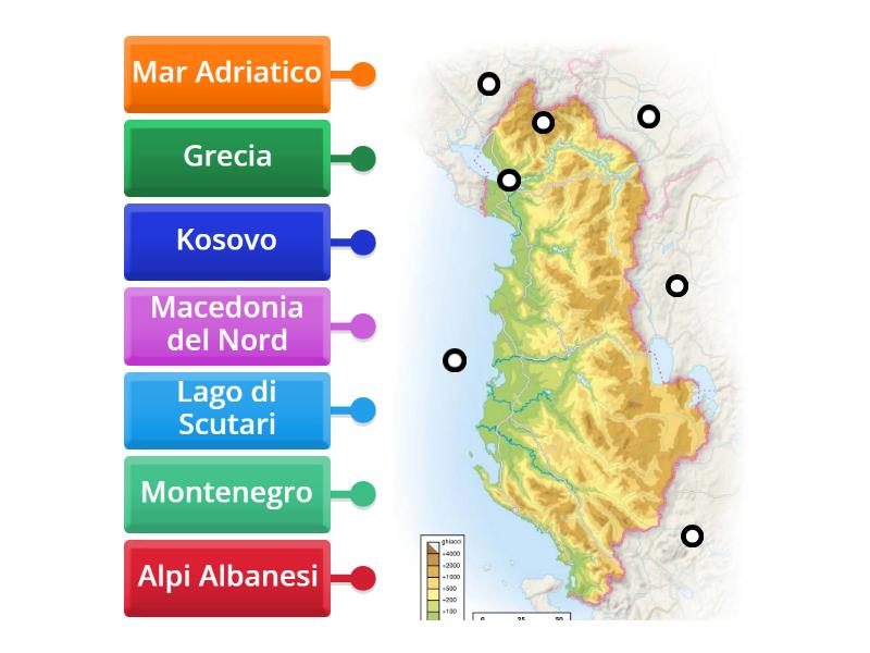 Albania I confini e il territorio Labelled diagram