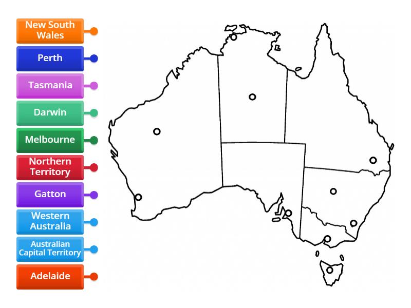 Signficant Locations in Australia - Labelled diagram