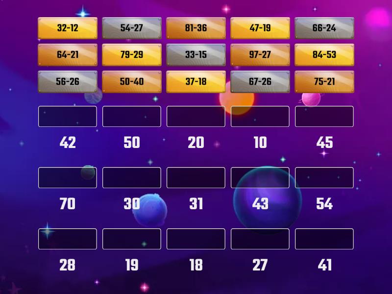 Subtraction With Regrouping Match Up