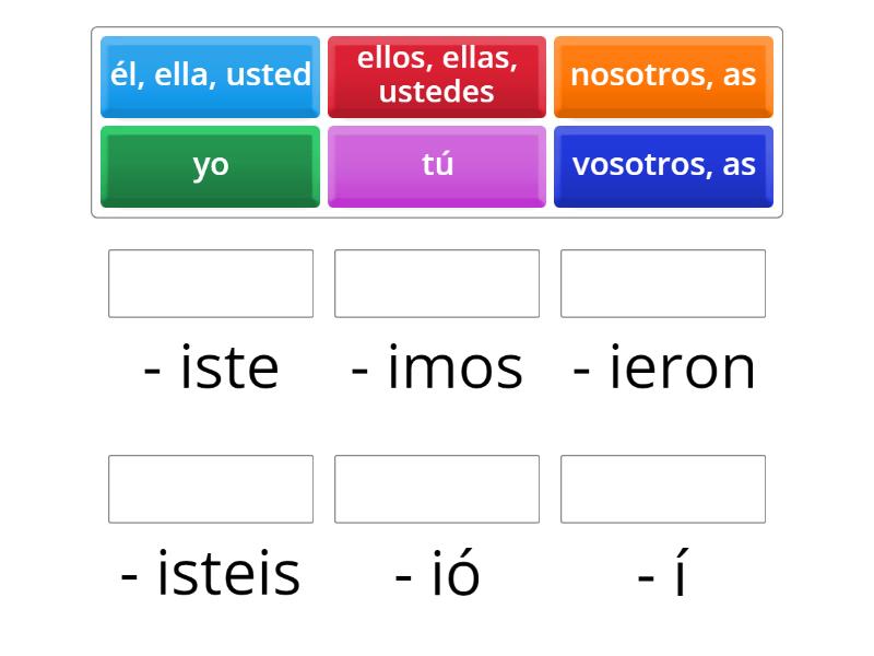 Pretérito indefinido (verbos regulares en - er / - ir) - Une las parejas