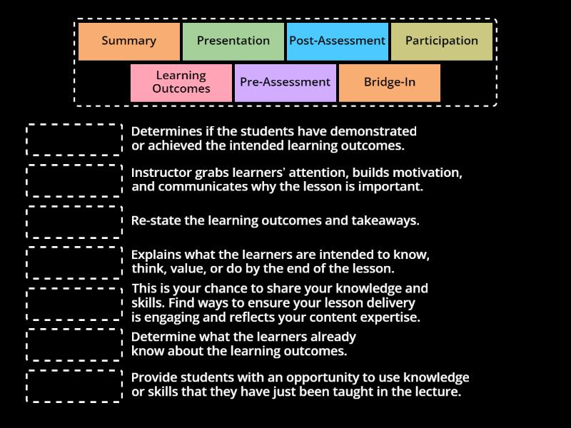 What is the purpose of each lesson stage? - Une las parejas