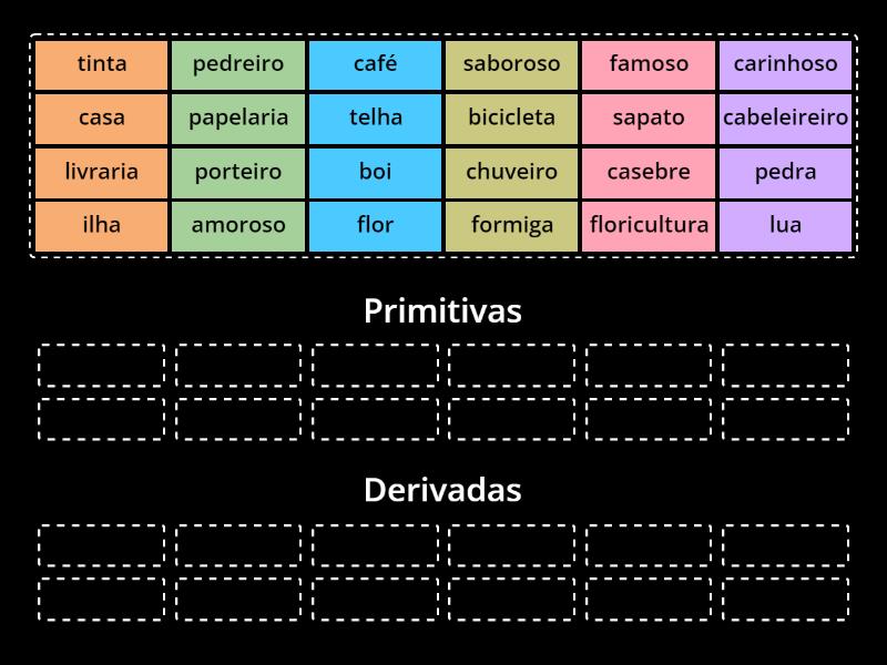 Palavras primitivas e derivadas - Group sort