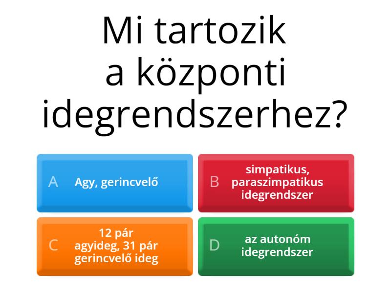 Idegrendszer - Quiz