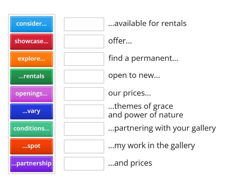 Talking with the Gallery Owner - Collocations - Match up