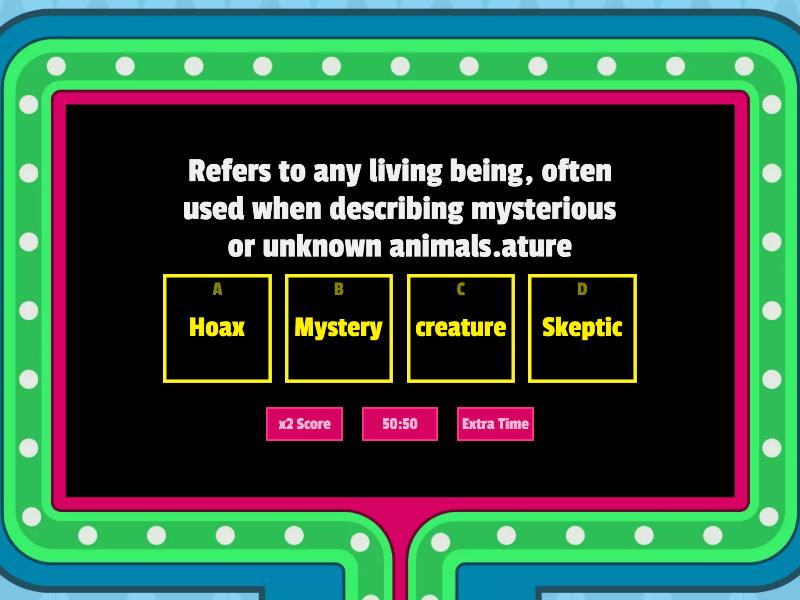 Cryptids Vocabulary Class Game - Gameshow Quiz