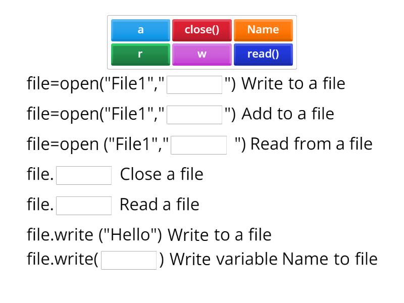 File Handling 2 Python - Complete the sentence