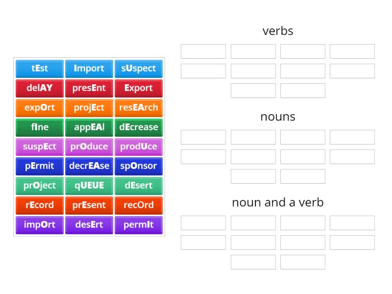 SO Upper Unit 2.1 verbs nouns with the same form - Group sort