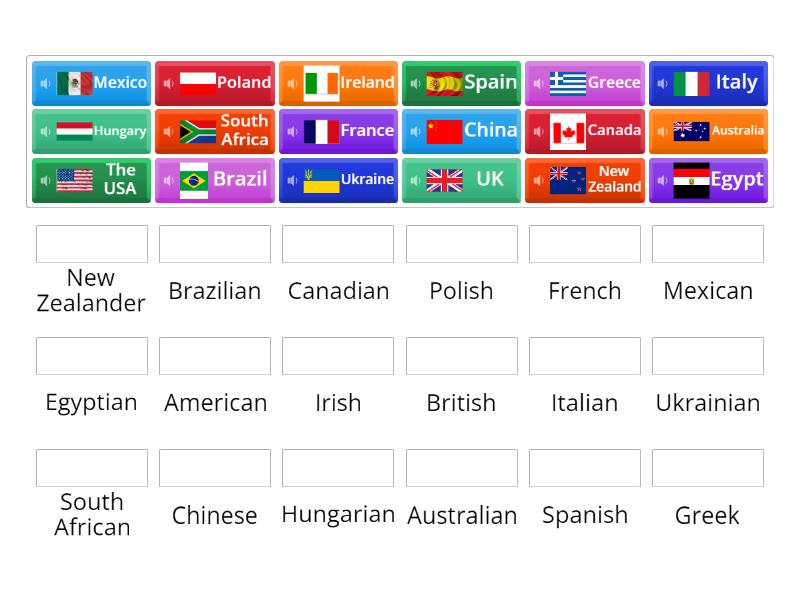 FULL BLAST 1 //1а //Countries and nationalities Match up