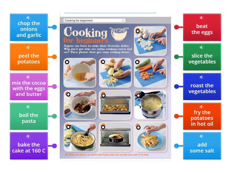 Cooking verbs - Labelled diagram