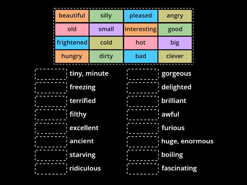 Gradable and non-gradable adjectives - Match up