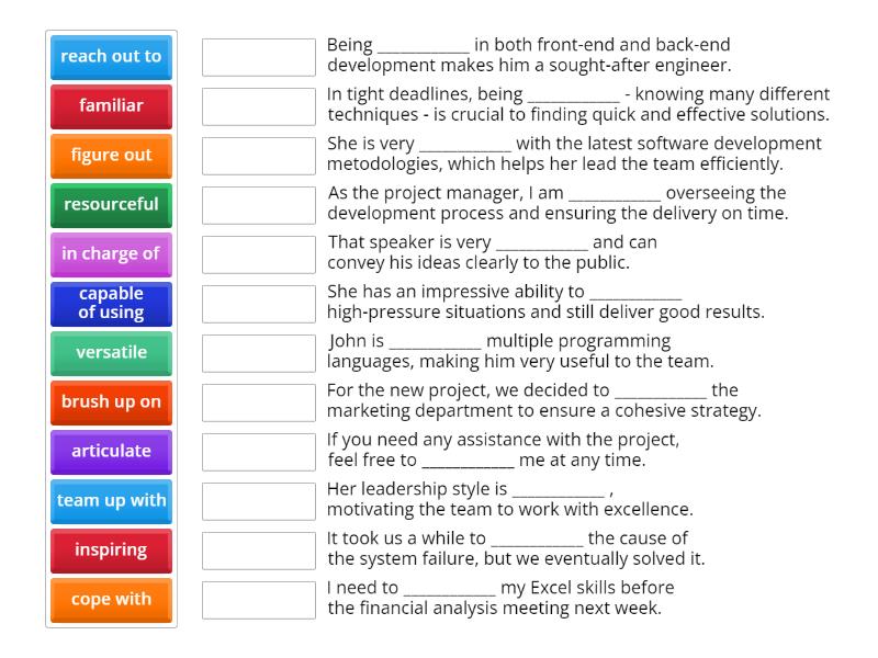 C.onversations - Hard and Soft Skills - Match words and sentences - Une ...