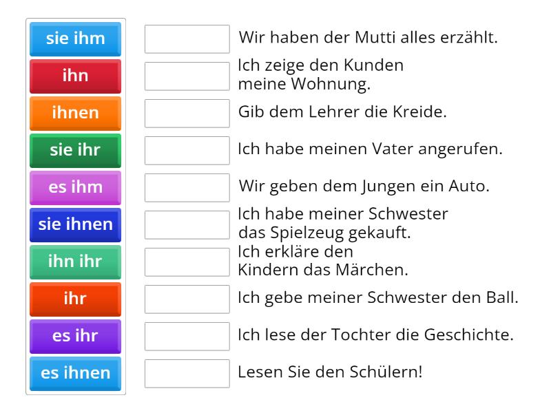 Personalpronomen Dativ Oder Akkusativ - Match Up