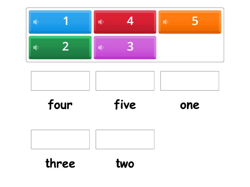 Numbers 1 to 5 - Match up