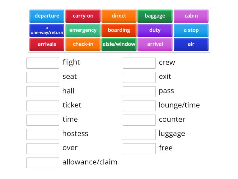 Air Travel Collocations - Match up