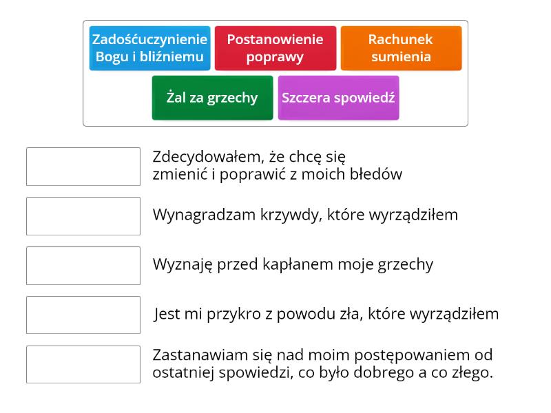 Warunki Dobrej Spowiedzi - Połącz W Pary