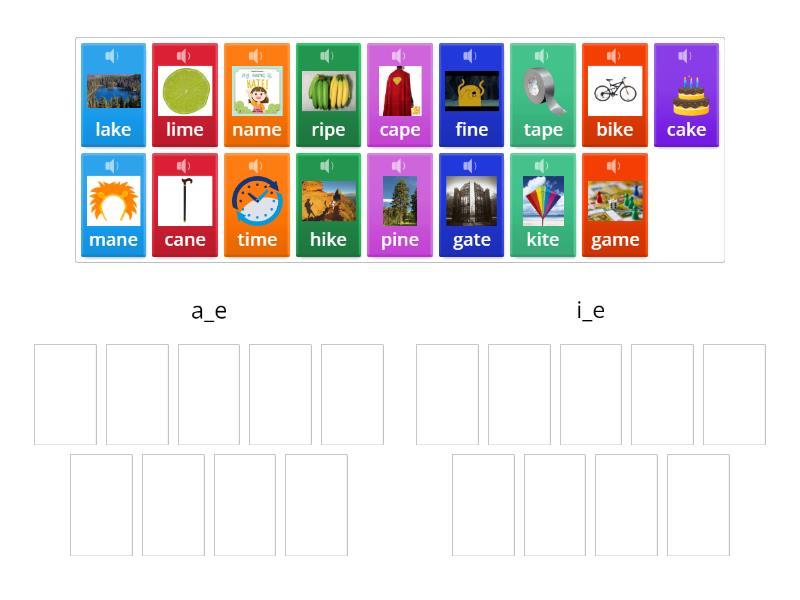 Phonics a_e i_e - Group sort