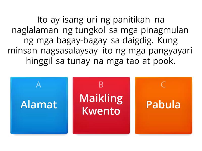 Pagsusulit Tungkol Sa Alamat (BEED-3A) - Quiz