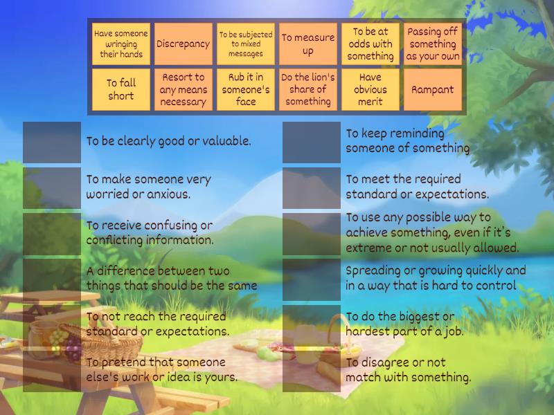 Cheating matching definitions - Match up