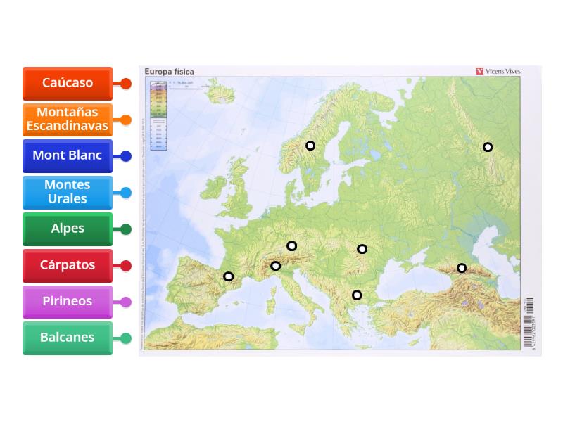 Relief of Europe - Labelled diagram