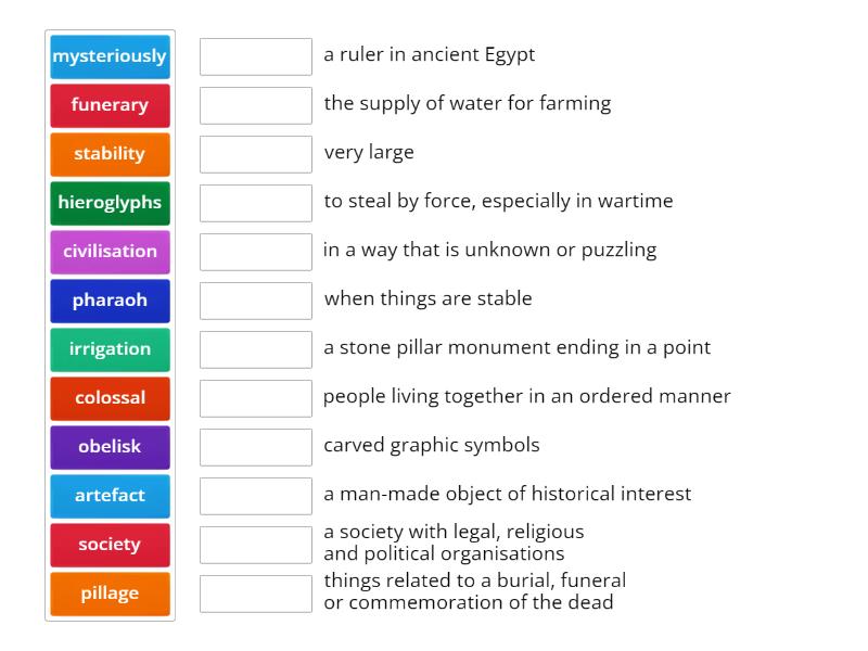 Ancient civilisations vocabulary - Match up
