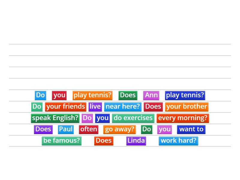 Do/Does questions - Word magnets