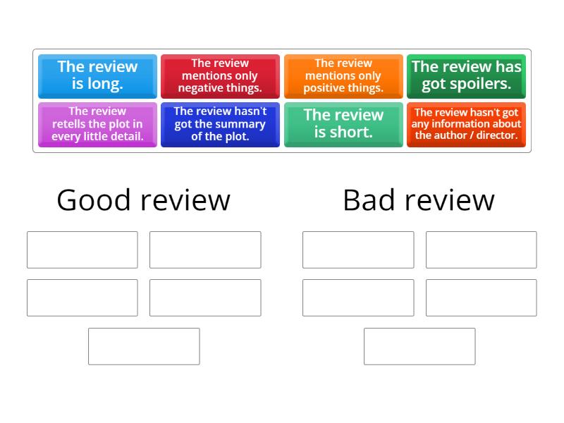 Good or bad review - Group sort