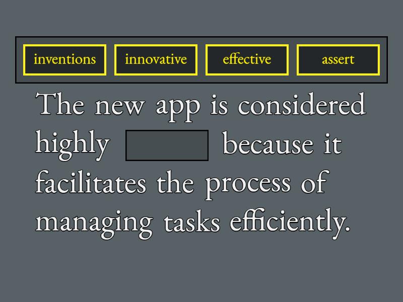 Innovations Vocabulary - Complete the sentence