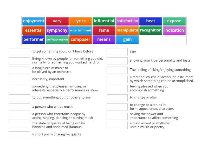 Impact 3 unit 8 vocabulary match up