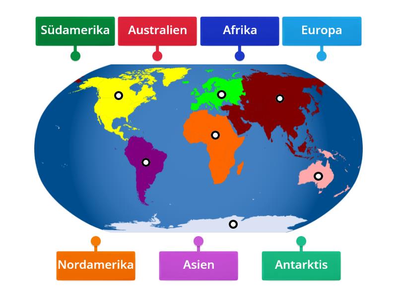 Kontinente zuordnen - Labelled diagram