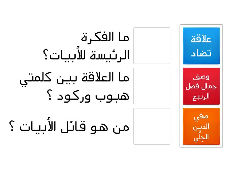 قصيدة ورد الربيع الجزء الأول المطابقة