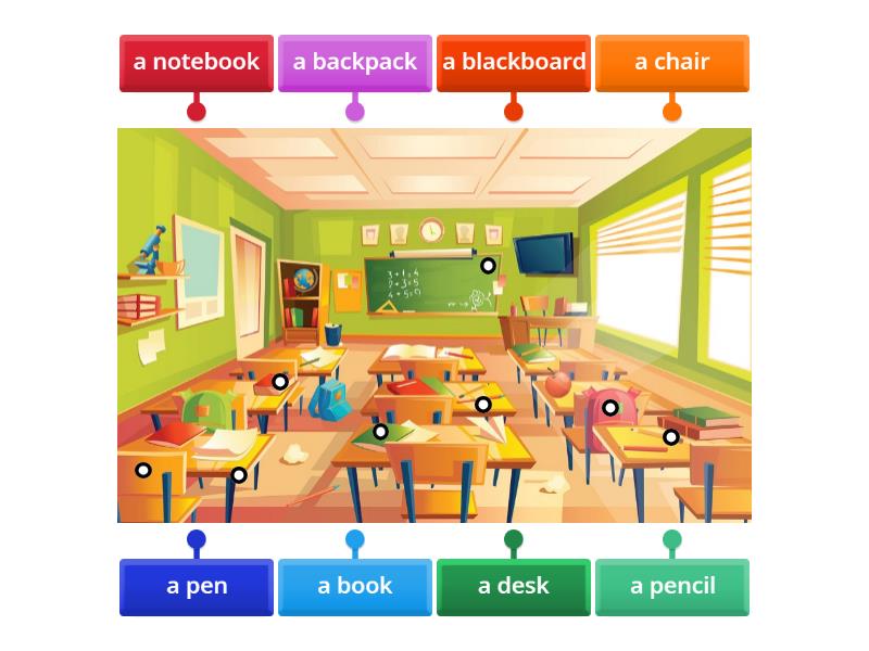 Classroom objects - Labelled diagram