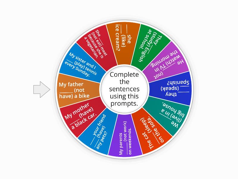 Unit 2 - Present simple - Spin the wheel