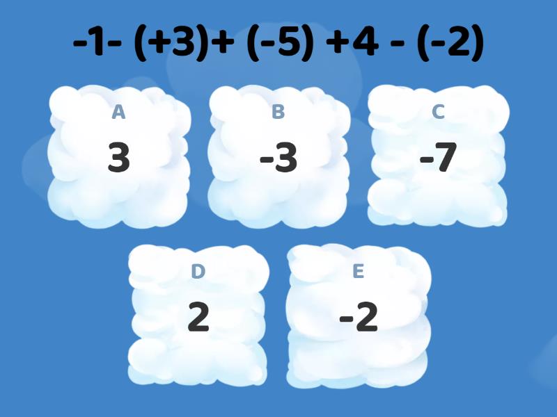 negative integers - Quiz