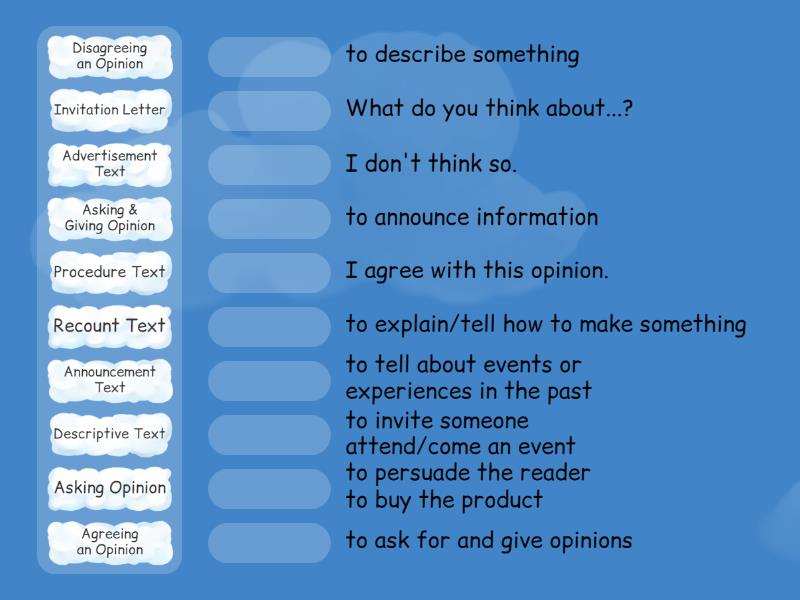 Tujuan Jenis-Jenis Teks (Purpose of Text Types) - Match up