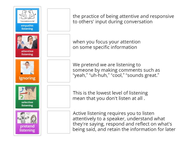 Levels of Listening - Match up