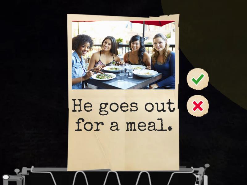 I go out for a meal. - Flash cards