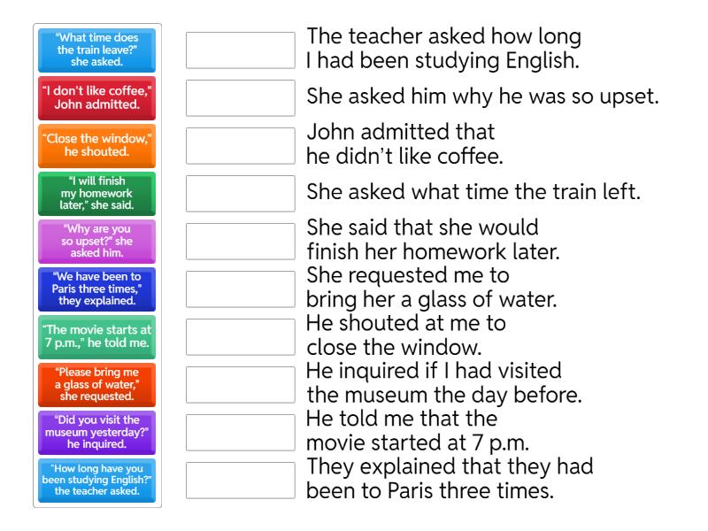 ODF3 - Unit 8 - Reported Speech - Match up