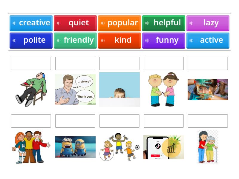 Prepare 7. Unit 1. Adjectives of personality 1. - Match up