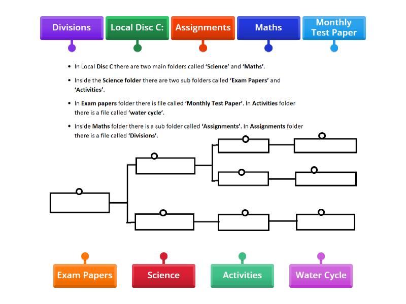 Files and Folders - Grade 5 - Diagrama con etiquetas