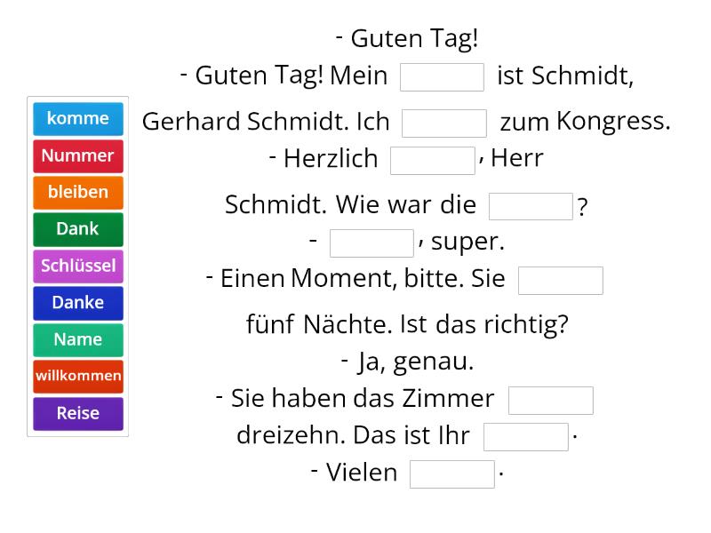 Dialog Ergänzen - Complete The Sentence