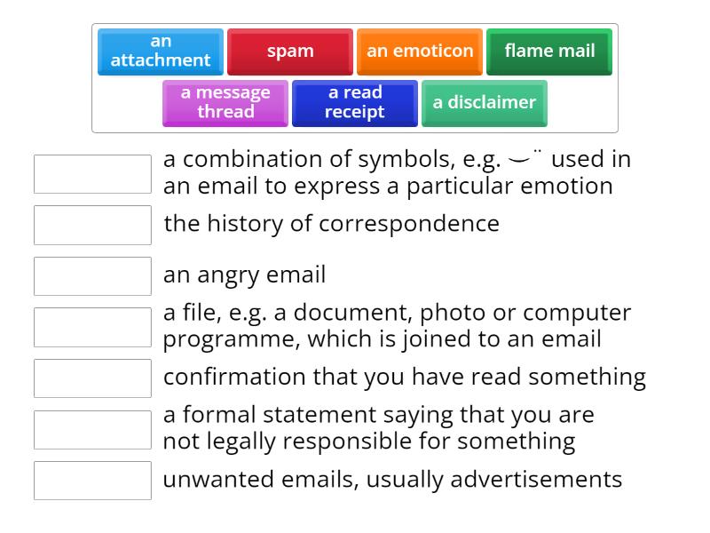 Email vocabulary - Match up